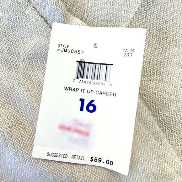 NWT Emma James Cream Khaki Tweed Trousers Pants Sz 16 - Picture 9 of 15